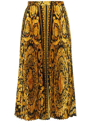 Barocco Print Pleated Twill Midi Skirt - VERSACE - Modalova