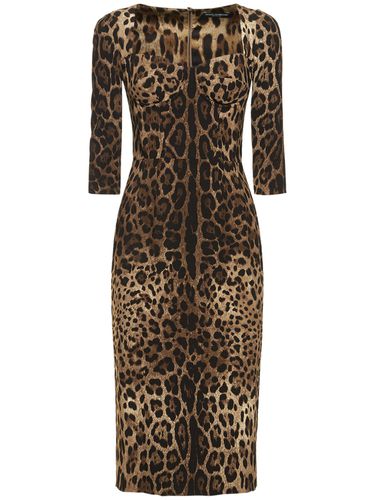 Leopard Print Corset Midi Dress - DOLCE & GABBANA - Modalova