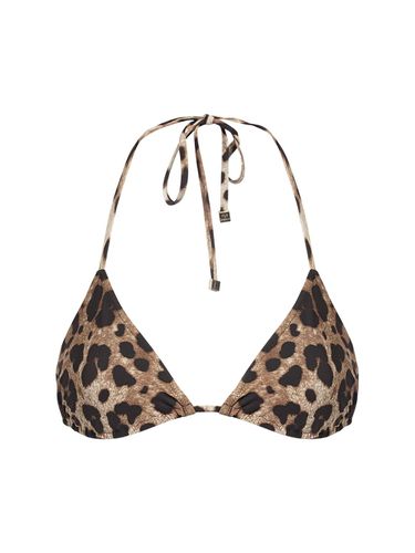 Leopard Print Jersey Bikini Top - DOLCE & GABBANA - Modalova