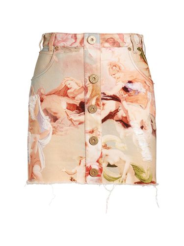 Printed Cotton Buttoned Mini Skirt - BALMAIN - Modalova