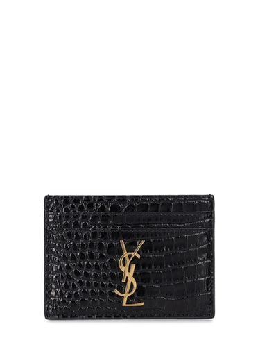 Tarjetero De Piel Monogram - SAINT LAURENT - Modalova