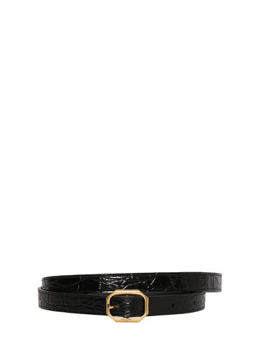 Boucle Frame Croc Embossed Leather Belt - SAINT LAURENT - Modalova