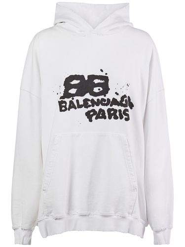 Sudadera Large Fit De Algodón Con Capucha - BALENCIAGA - Modalova