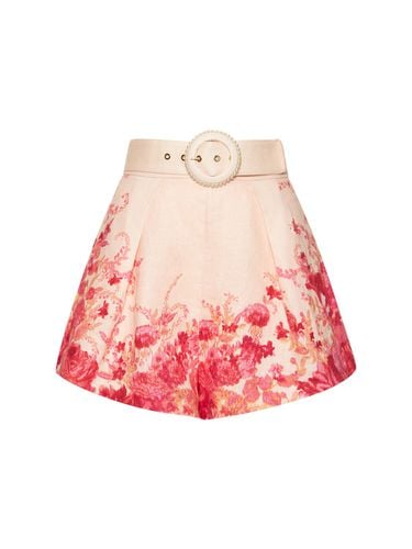 High Tide Tuck Printed Linen Shorts - ZIMMERMANN - Modalova