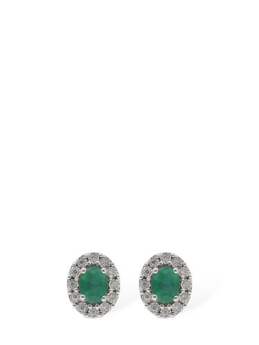 Pendientes De Diamantes Y Esmeralda 18kt - BLISS - Modalova