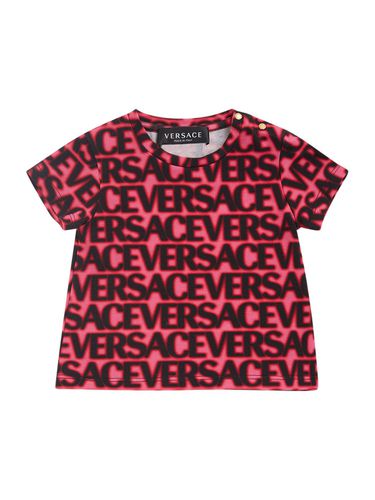 Camiseta De Jersey De Algodón Con Logo - VERSACE - Modalova