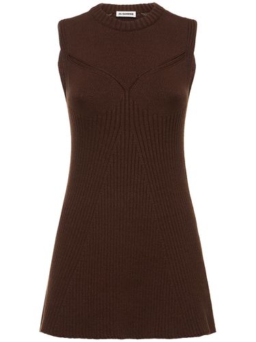 Vestido Corto De Punto De Algodón Acanalado - JIL SANDER - Modalova