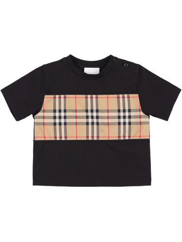 T-shirt Aus Baumwolljersey Mit Karobesatz - BURBERRY - Modalova