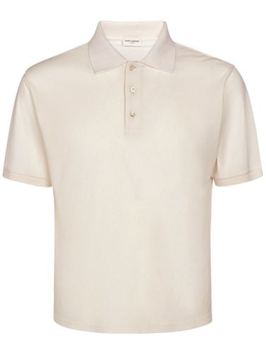 Cassandre Cotton Blend Polo Shirt - SAINT LAURENT - Modalova