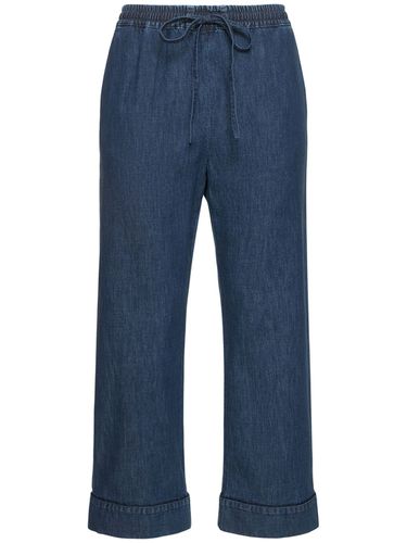 Denim Chambray Wide Leg Pants - VALENTINO - Modalova