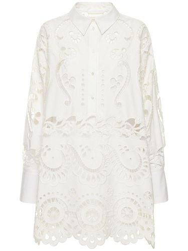 Broderie Cotton Lace Oversize Shirt - VALENTINO - Modalova