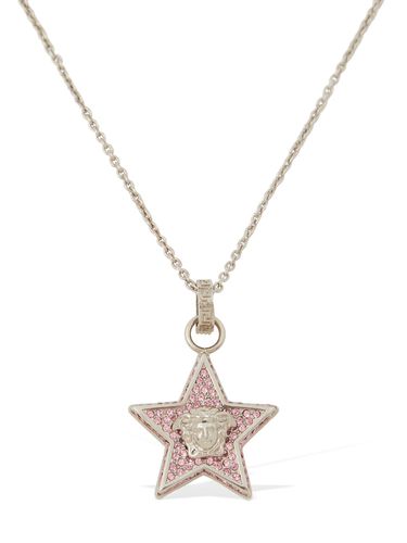 Star & Crystal Medusa Charm Necklace - VERSACE - Modalova