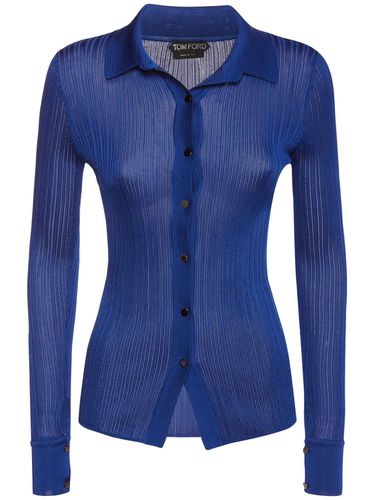 Shiny Rib Knit Polo Cardigan - TOM FORD - Modalova