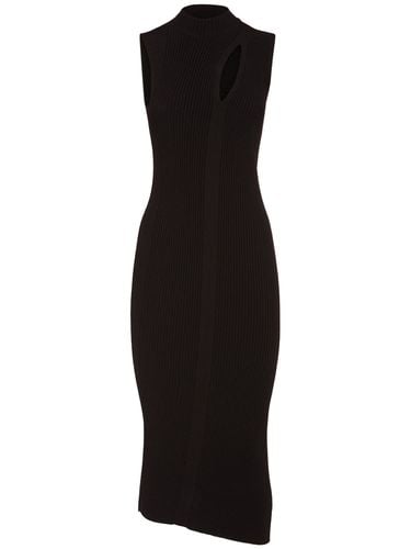 Sleeveless Rib Knit Cutout Midi Dress - VERSACE - Modalova