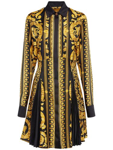 Barocco Print Silk Twill Shirt Dress - VERSACE - Modalova