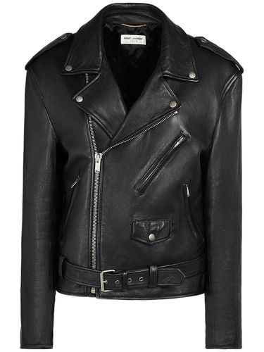 Bikerjacke Aus Leder Mit Reißverschluss - SAINT LAURENT - Modalova