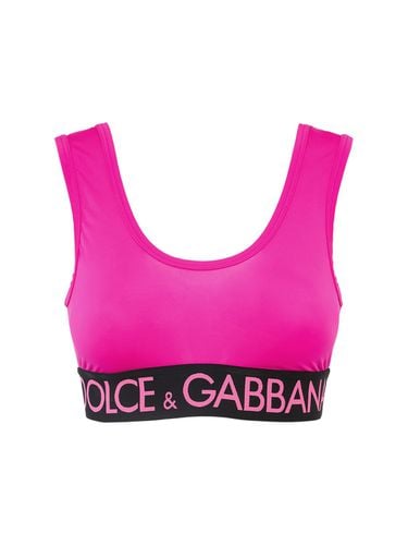 Logo Stretch Jersey Crop Top - DOLCE & GABBANA - Modalova