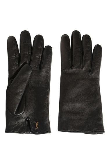 Guantes Cortos De Piel Y Cashmere - SAINT LAURENT - Modalova