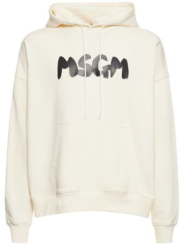 Felpa Con Logo E Cappuccio - MSGM - Modalova