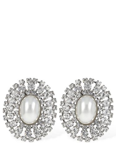 Oval Crystal Earrings W/ Faux Pearl - ALESSANDRA RICH - Modalova