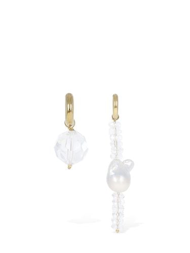 Crystal & Pearl Mismatched Earrings - TIMELESS PEARLY - Modalova