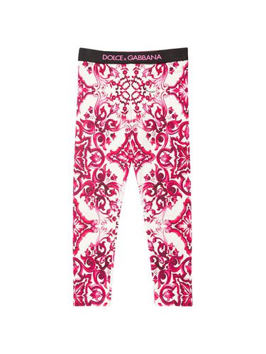 Leggings De Algodón Con Estampado - DOLCE & GABBANA - Modalova