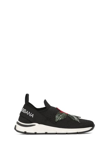 Sneakers Slip-on De Punto Con Logo - DOLCE & GABBANA - Modalova