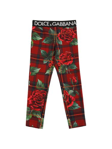 Leggings De Algodón Con Logo - DOLCE & GABBANA - Modalova