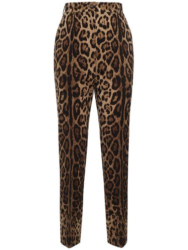 Pantaloni Dritti Vita Alta Leopard - DOLCE & GABBANA - Modalova