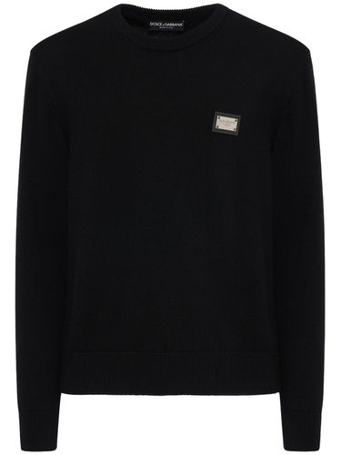 Wool & Cashmere Sweater Logo Plaque - DOLCE & GABBANA - Modalova