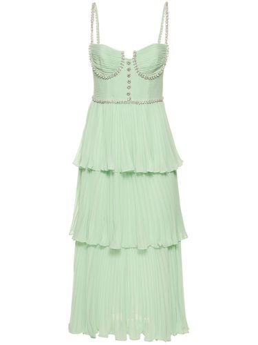 Tiered Chiffon Midi Dress W/crystals - SELF-PORTRAIT - Modalova