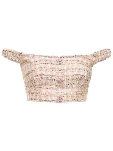 Embellished Bouclé Crop Top - SELF-PORTRAIT - Modalova