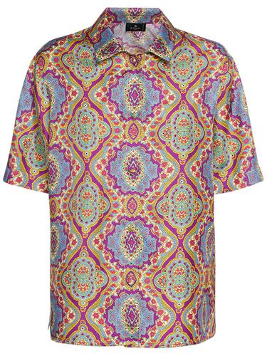 Printed Silk Short Sleeve Bowling Shirt - ETRO - Modalova