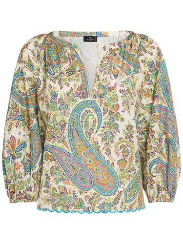 Printed Cotton 3/4 Sleeve Shirt - ETRO - Modalova