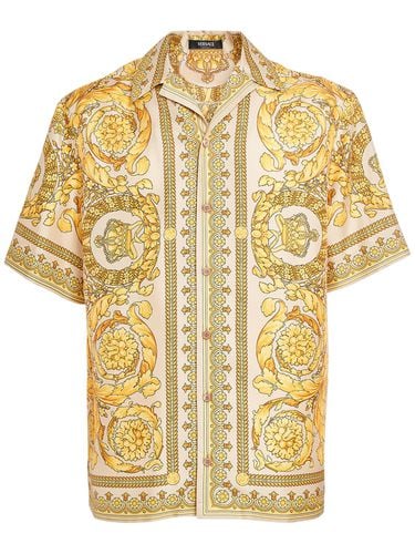 Barocco Printed Silk Short Sleeve Shirt - VERSACE - Modalova