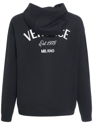 Logo Cotton Hoodie - VERSACE - Modalova