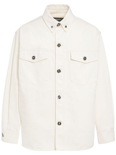 Cotton Denim Shirt - VERSACE - Modalova