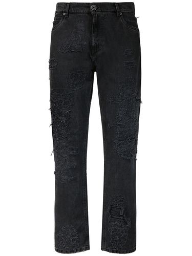 Jeans De Denim De Algodón Desgastados - BALMAIN - Modalova