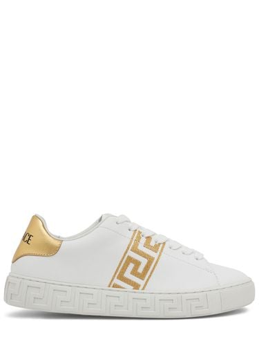 Sneakers Aus Kunstleder Mit Glitzer - VERSACE - Modalova