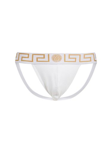 Cintura Elástica De Jersey Stretch Con Logo - VERSACE - Modalova