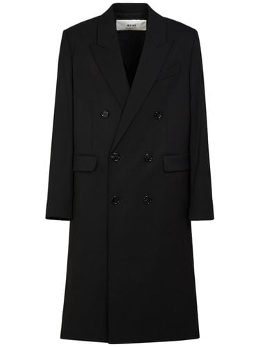 Cappotto Doppiopetto In Gabardina Di Lana - AMI PARIS - Modalova