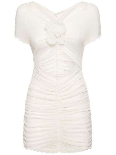 Stretch Tulle Mini Dress W/ Flower - PHILOSOPHY DI LORENZO SERAFINI - Modalova