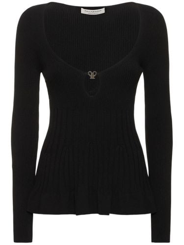 Ribbed Viscose Blend Top W/ Cutout - PHILOSOPHY DI LORENZO SERAFINI - Modalova