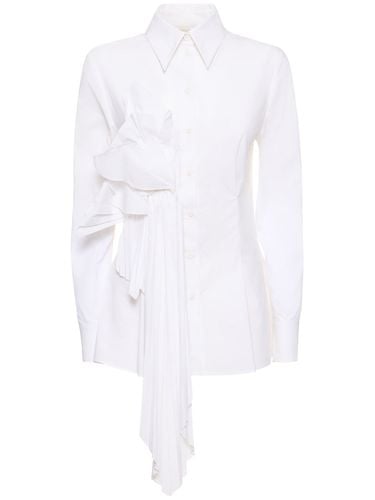 Draped Stretch Cotton Poplin Shirt - ALBERTA FERRETTI - Modalova