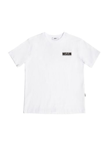 Camiseta De Jersey De Algodón Con Logo - MSGM - Modalova