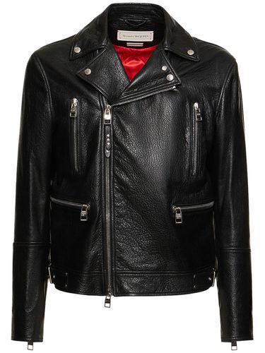 Chaqueta Biker Clásica De Cuero - ALEXANDER MCQUEEN - Modalova