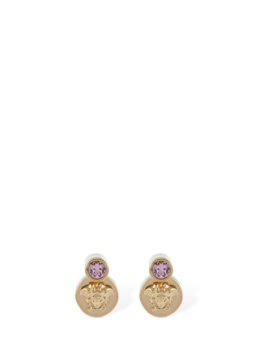 Medusa Crystal Stud Earrings - VERSACE - Modalova