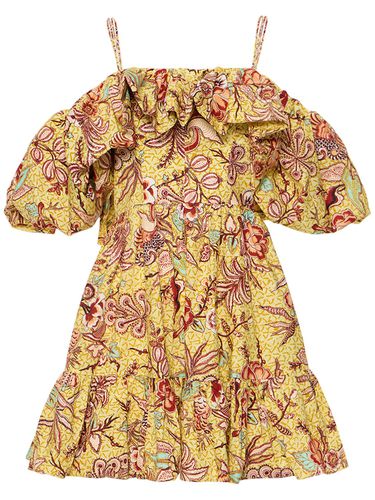 Vestido Corto De Algodón Estampado - ULLA JOHNSON - Modalova