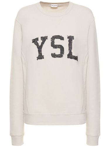 Logo Print Cotton Sweatshirt - SAINT LAURENT - Modalova