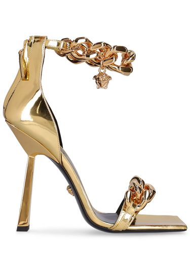 Sandalias De Piel Metalizada 110mm - VERSACE - Modalova